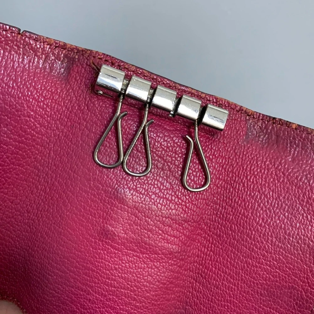 Authentic Hermes Bearn pink soft leather 4-ring key pouch key case key holder - Picture 12 of 17